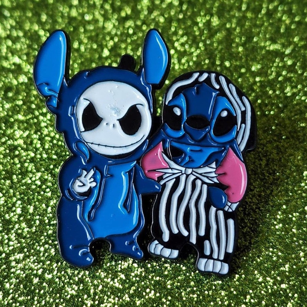Stitch & Jack Skellington as Each Other Mashup Crossover Enamel Pin